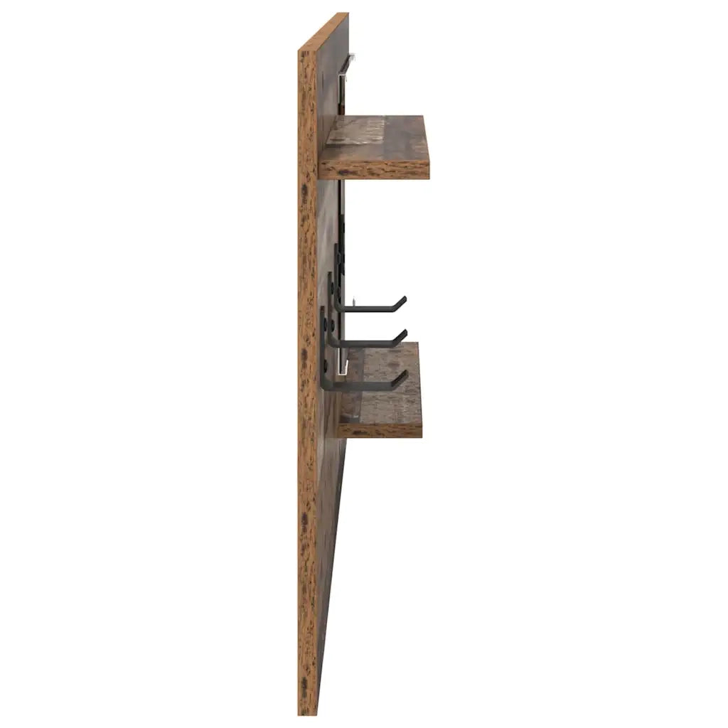 Appendiabiti a muro con specchio-Attaccapanni con specchio Legno vecchio 90 x 10 x 50 cm