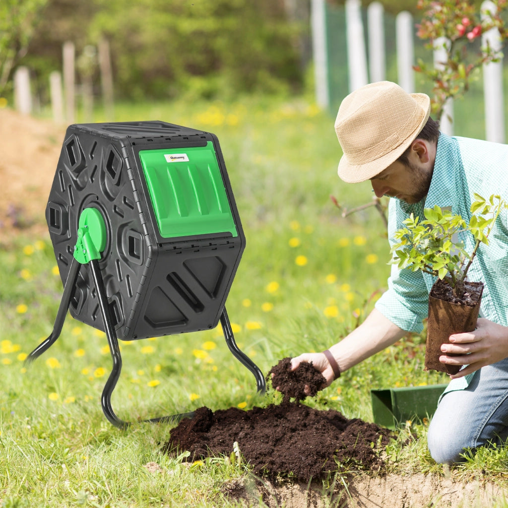 Compostatore Giardino 360¡ã ¨C Minimal ¨C 65 L 60x49x77 cm Nero Polipropilene