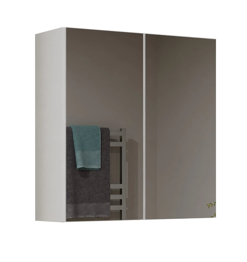 Mobile bagno sospeso con specchio sopra lavabo POLA 2dl 2 ante bianco