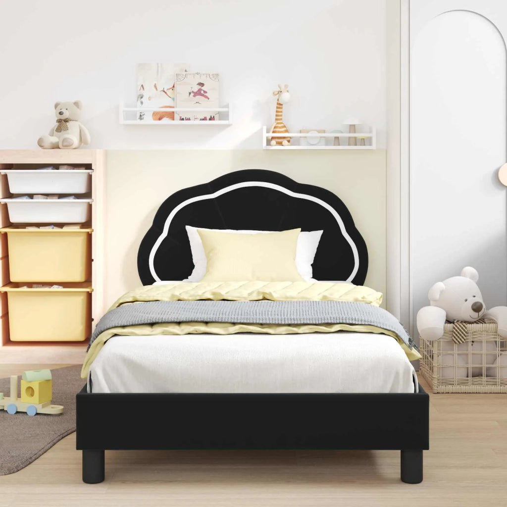 Struttura letto bambini con testata-Giroletto per bambini Nero 90 x 190 cm Velluto 381383