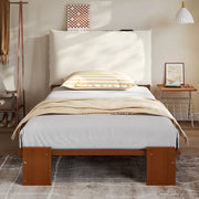 letto imbottito legno e tessuto marrone scuro 90 x 200 cm