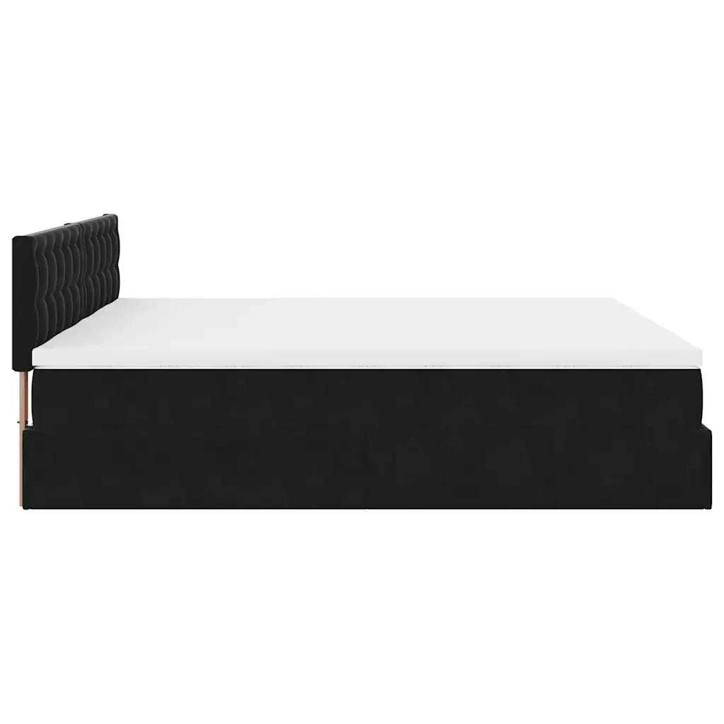 Struttura Letto Pouf con Materassi Nero 180x200 cm in Velluto 3312112