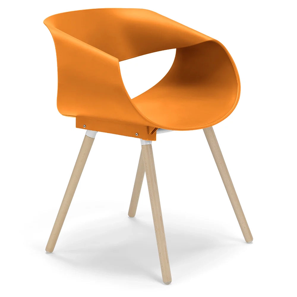 Set 4 sedie in polipropilene DILETTA con gambe in faggio, resistente ai raggi UV, design moderno, ideale per sala da pranzo, cucina, sala d’attesa, bar, ristoranti, colore Petrolio