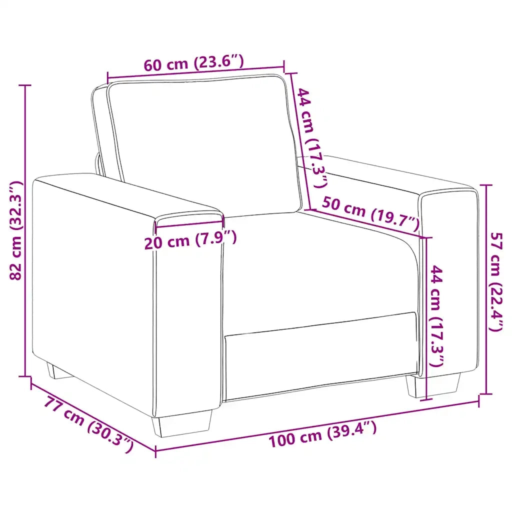 Divano | Divano da soggiorno | Sofa Sedia Crema 100x77x82 cm Velluto