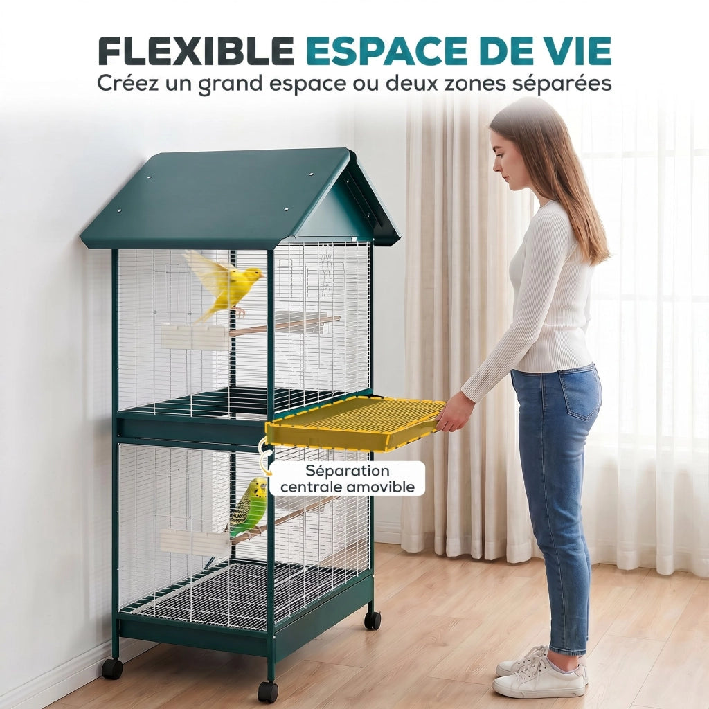 Gabbia per Uccelli con Ruote ¨C Xylo ¨C Grigio 60x40x80