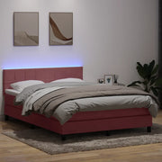 Letto a Molle con Materasso e LED Rosa 140x210 cm in Velluto 3316886