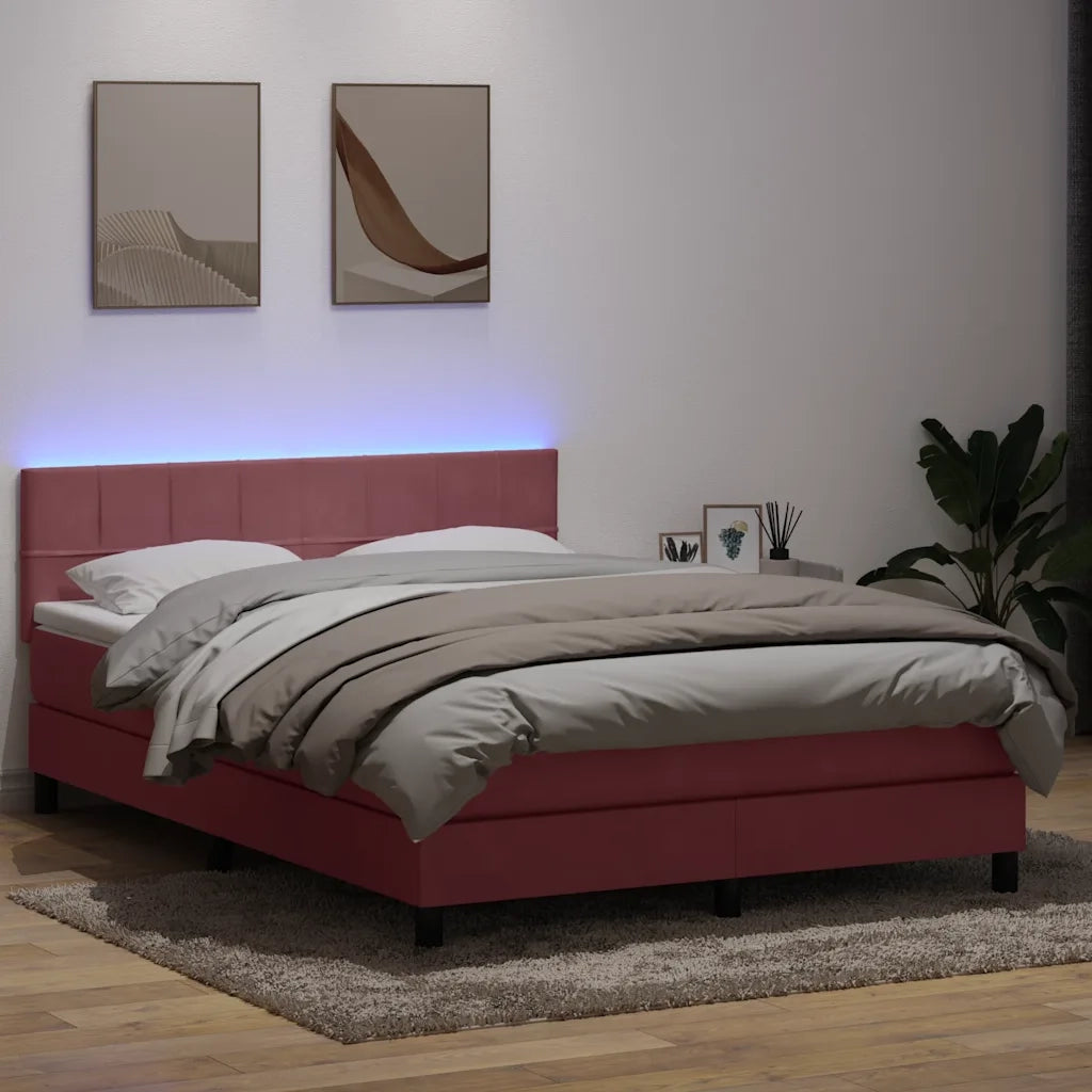 Letto a Molle con Materasso e LED Rosa 140x210 cm in Velluto 3316886