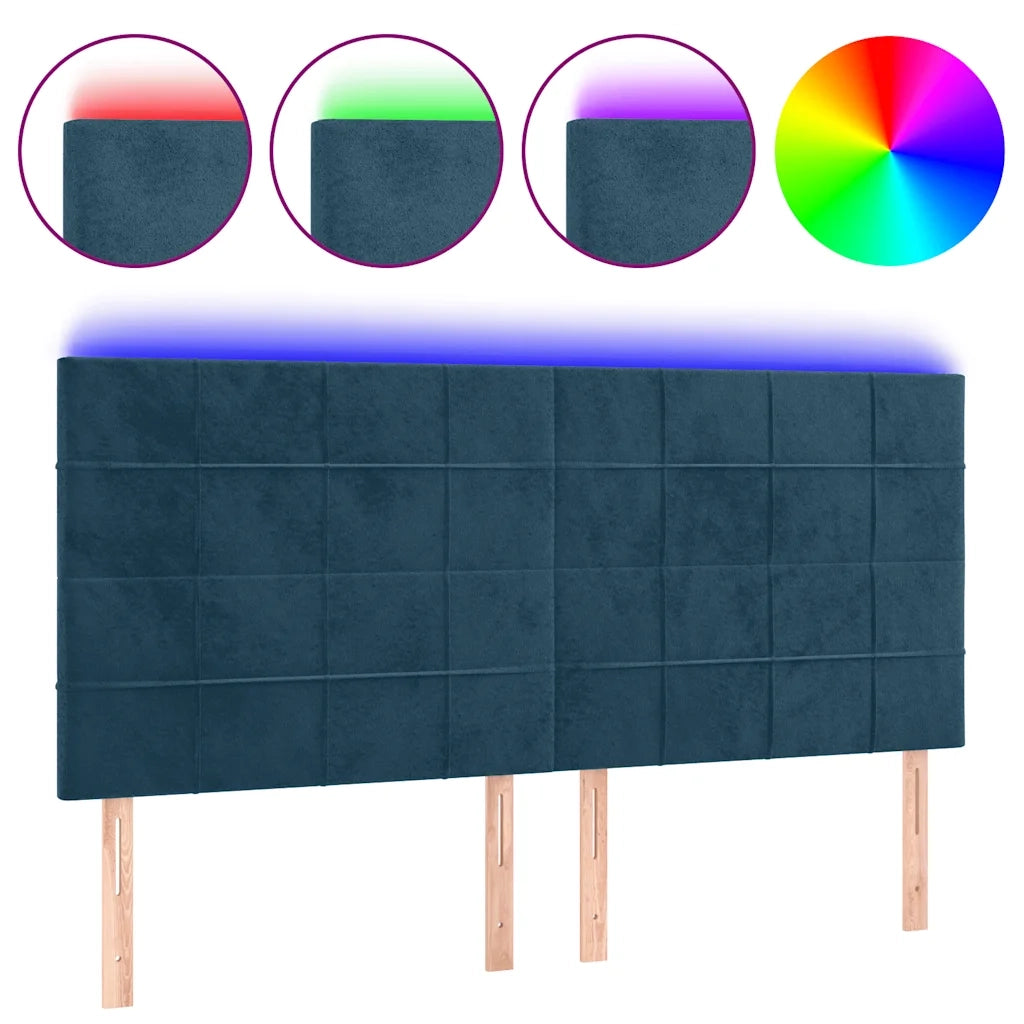 Testiera | Testata a LED Blu Scuro 160x5x118/128 cm in Velluto
