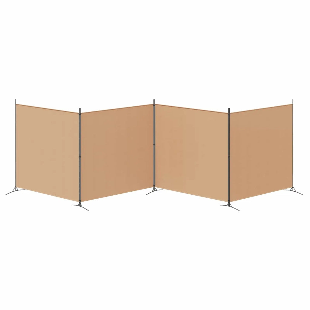 Paravento a 4 Pannelli Beige 698 x 180 cm Tessuto 42039233