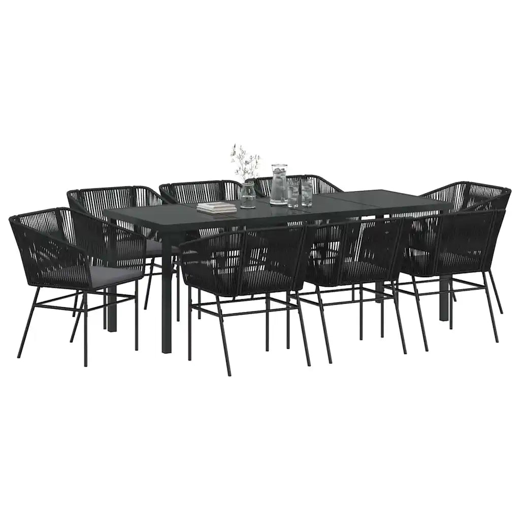 Set da Pranzo per Giardino con cuscino 9 pcs Nero 3380924