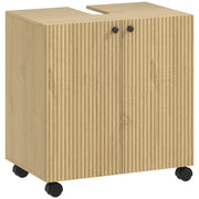 Mobiletto Sottolavabo con Ripiani e Ruote ¨C Minimal ¨C Legno