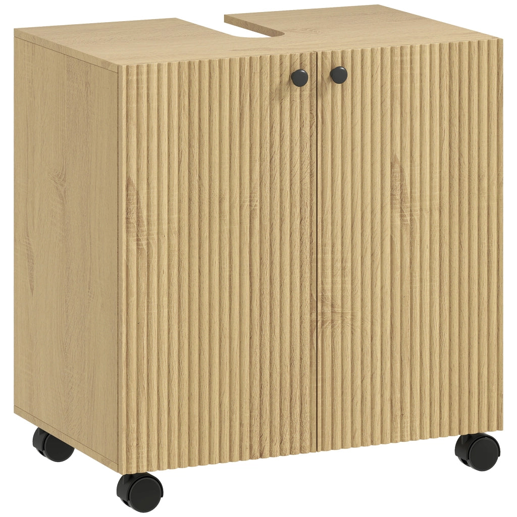 Mobiletto Sottolavabo con Ripiani e Ruote ¨C Minimal ¨C Legno