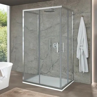 Box doccia 80x70x80 cm con doppio scorrevole trasparente H 200 cm Ted