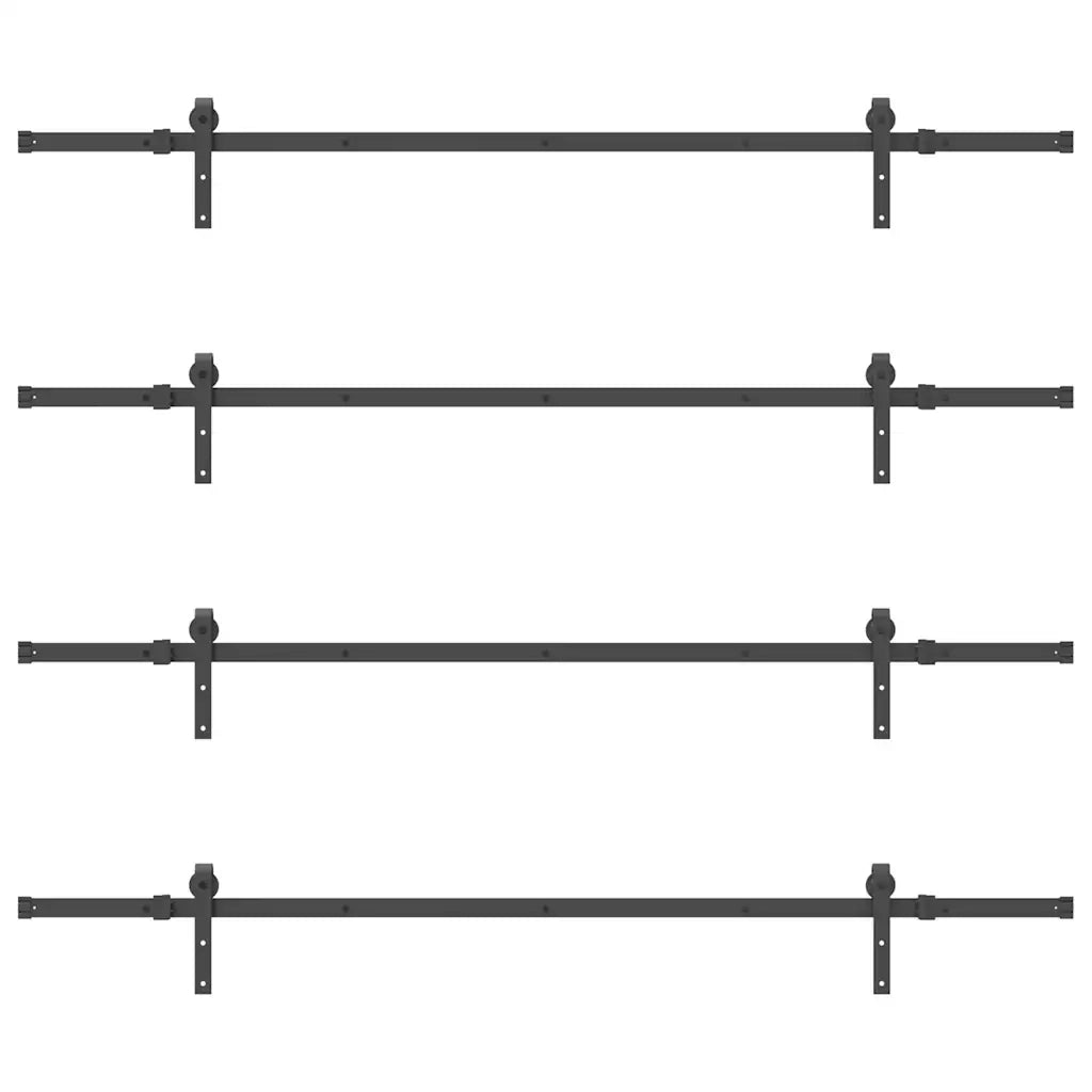 Kit di Binari per Porte Scorrevoli 427 cm Acciaio Nero