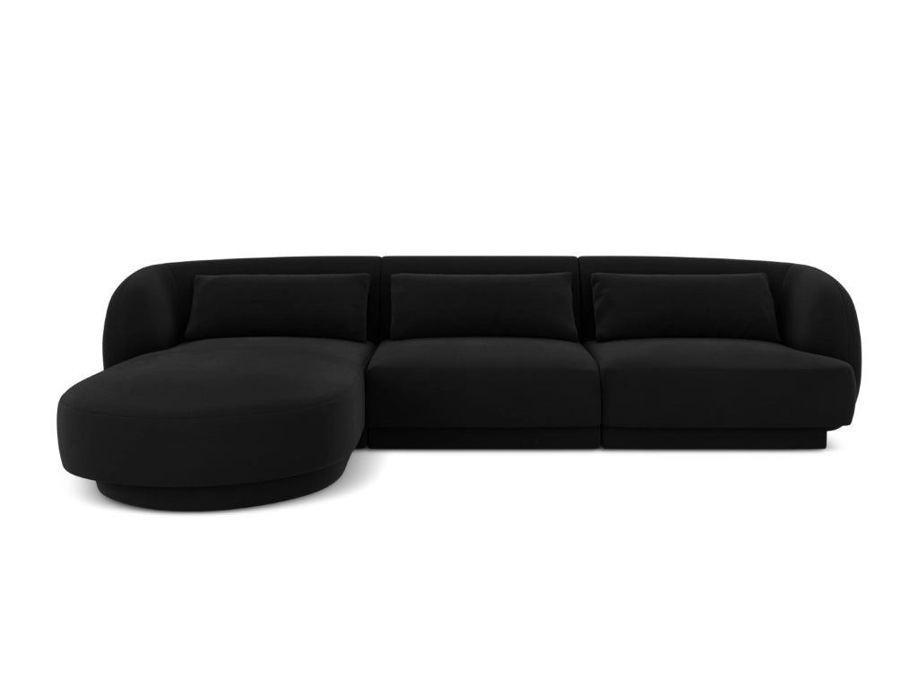 Cosmopolitan Design - Divano angolare sinistro "Tulum" 4 posti in velluto nero 
