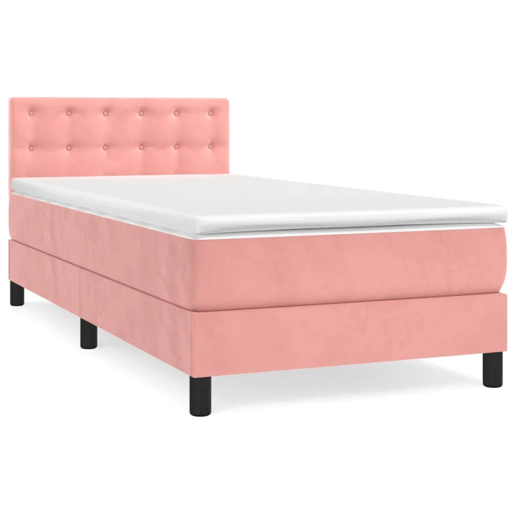Giroletto a Molle con Materasso Rosa 90x200 cm in Velluto 3141526