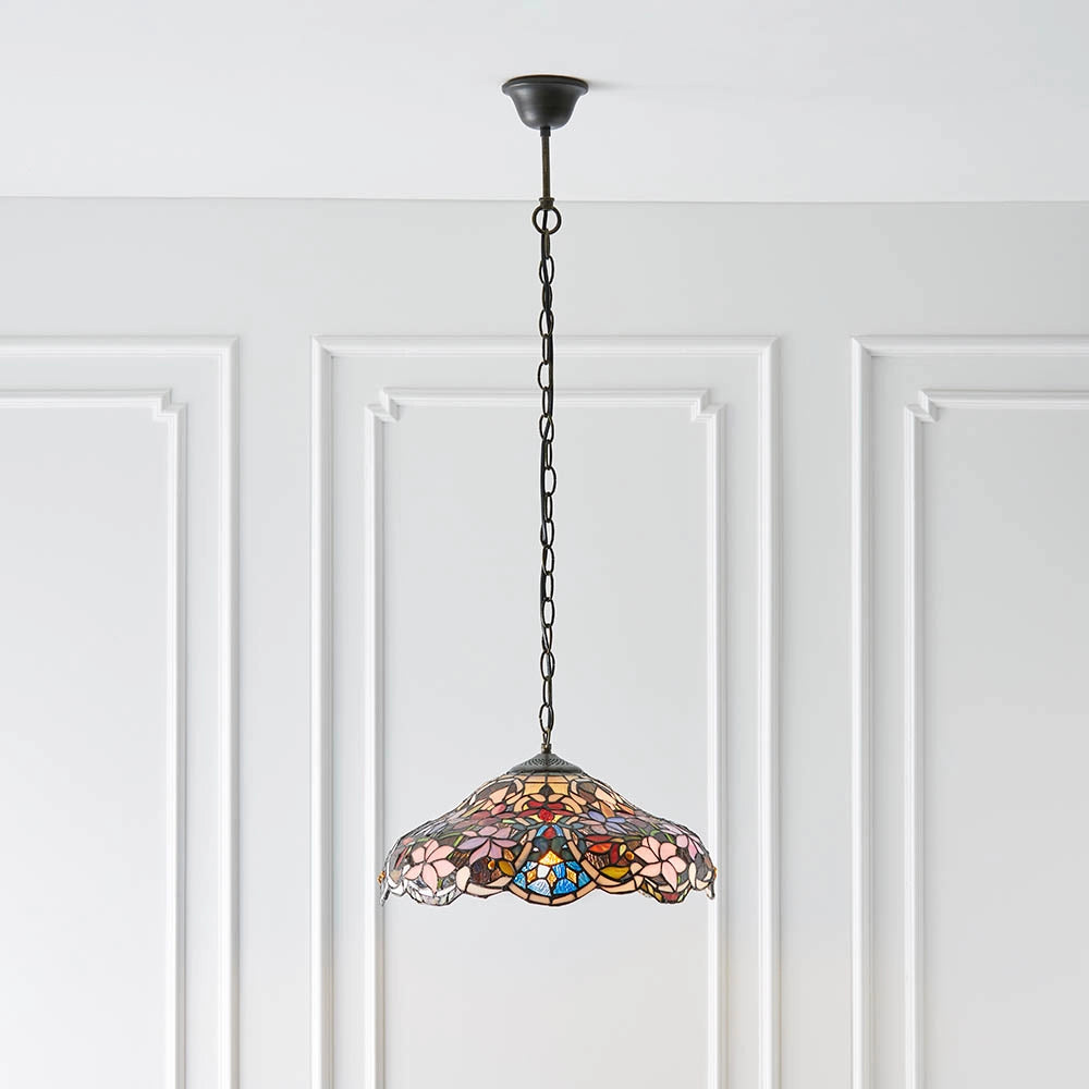 Lampada a sospensione Tiffany floreale E27 60W Sullivan