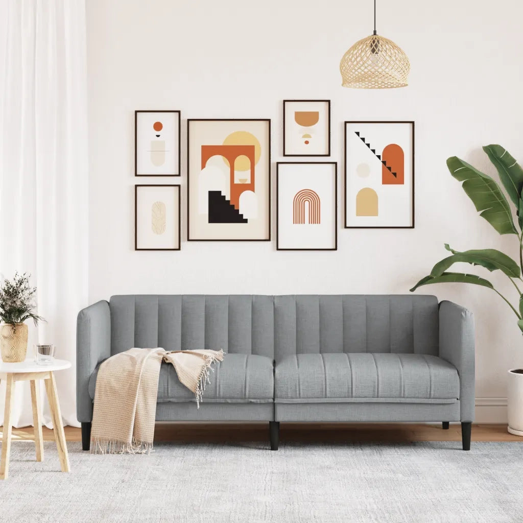 Divano | Divano da soggiorno | Sofa a 2 Posti Grigio Chiaro in Tessuto