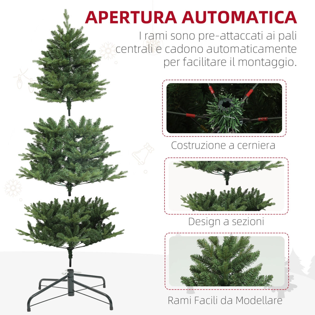 Albero di Natale Artificiale ¨C Minimal ¨C Verde 180 cm con Base in Acciaio