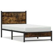 Letto singolo | Letto per adulti | Giroletto senza Materaso in Metallo Rovere Fumo 80x200 cm