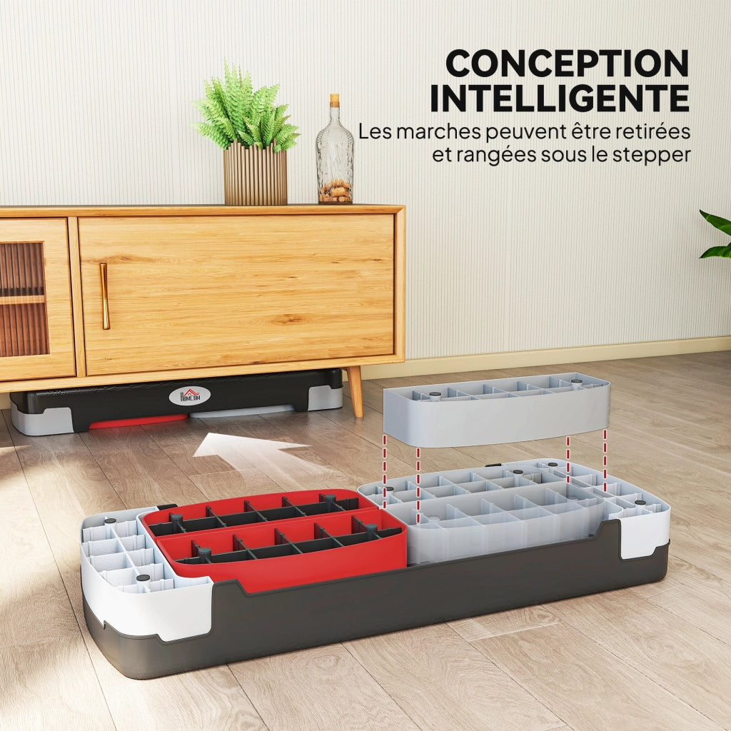 Stepper Fitness Aerobica ¨C Xylo ¨C Altezza Regolabile Antiscivolo 80x31x20cm Nero Grigio