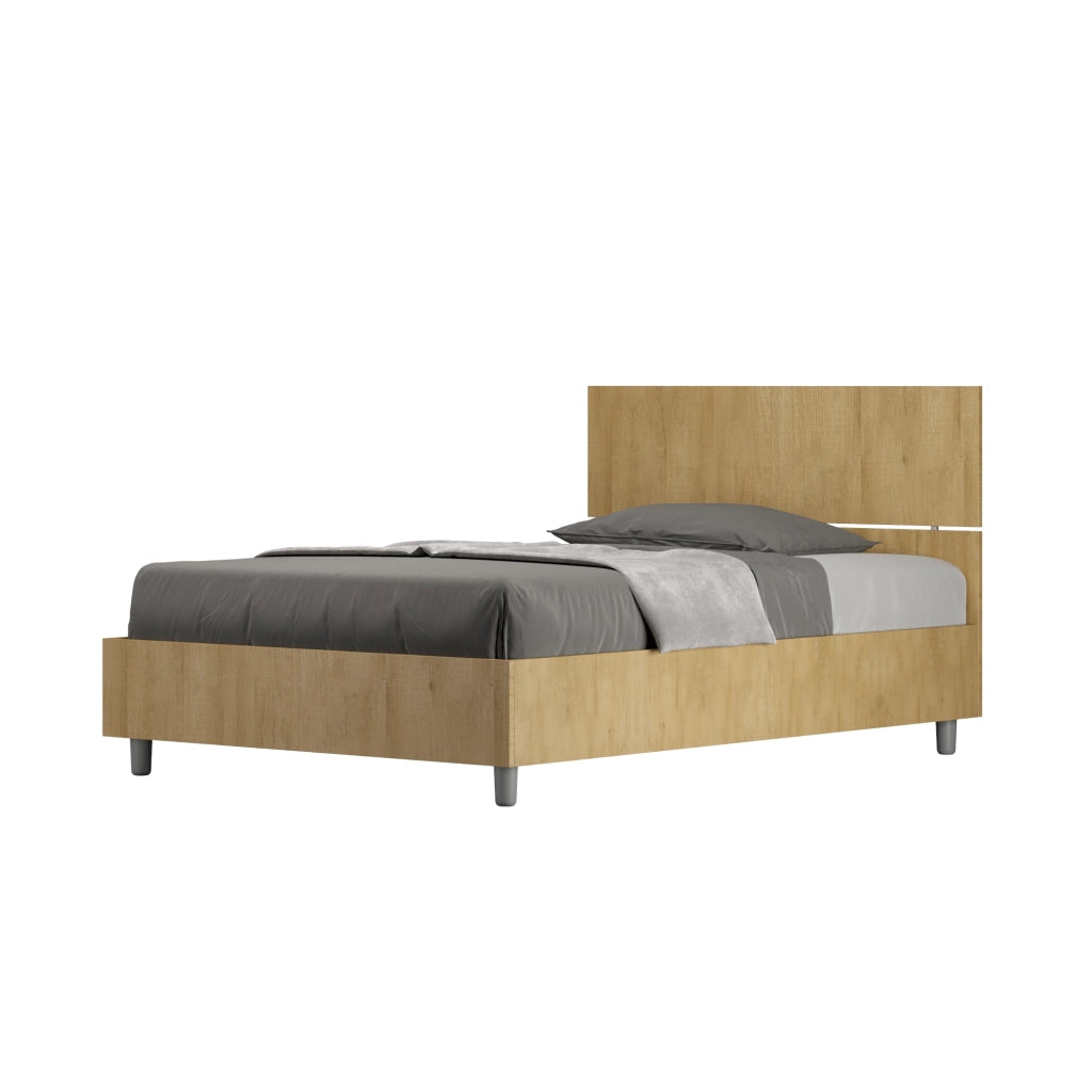 BS COM Letto una piazza e mezza con rete 120x190 testata dritta quercia