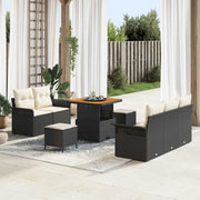Set Divano da Giardino con cuscino 8 pcs Nero polyrattan