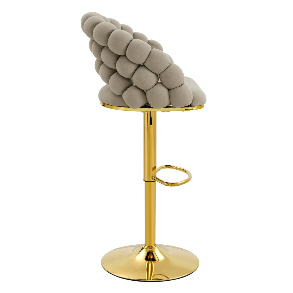 Sgabelli da Bar Set 2 Pezzi ¨C MINIMAL ¨C Velluto Grigio, Schienale, Struttura Regolabile Dorata