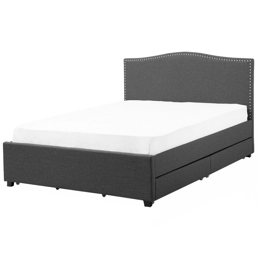 Struttura del letto Cassetto imbottito in poliestere grigio 180 x 200 cm Design tradizionale