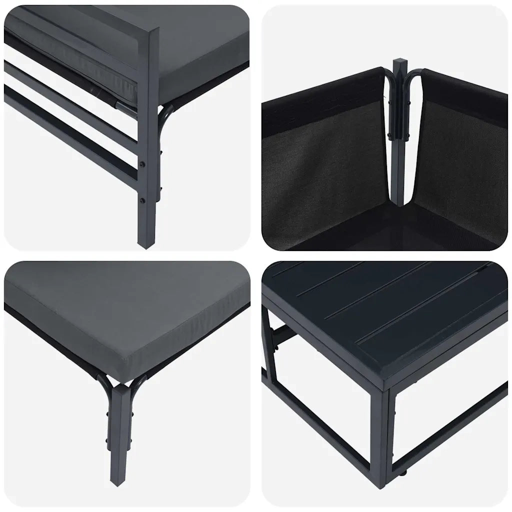 Set Divano da Giardino con cuscino 12 pcs Nero Acciaio 3379007