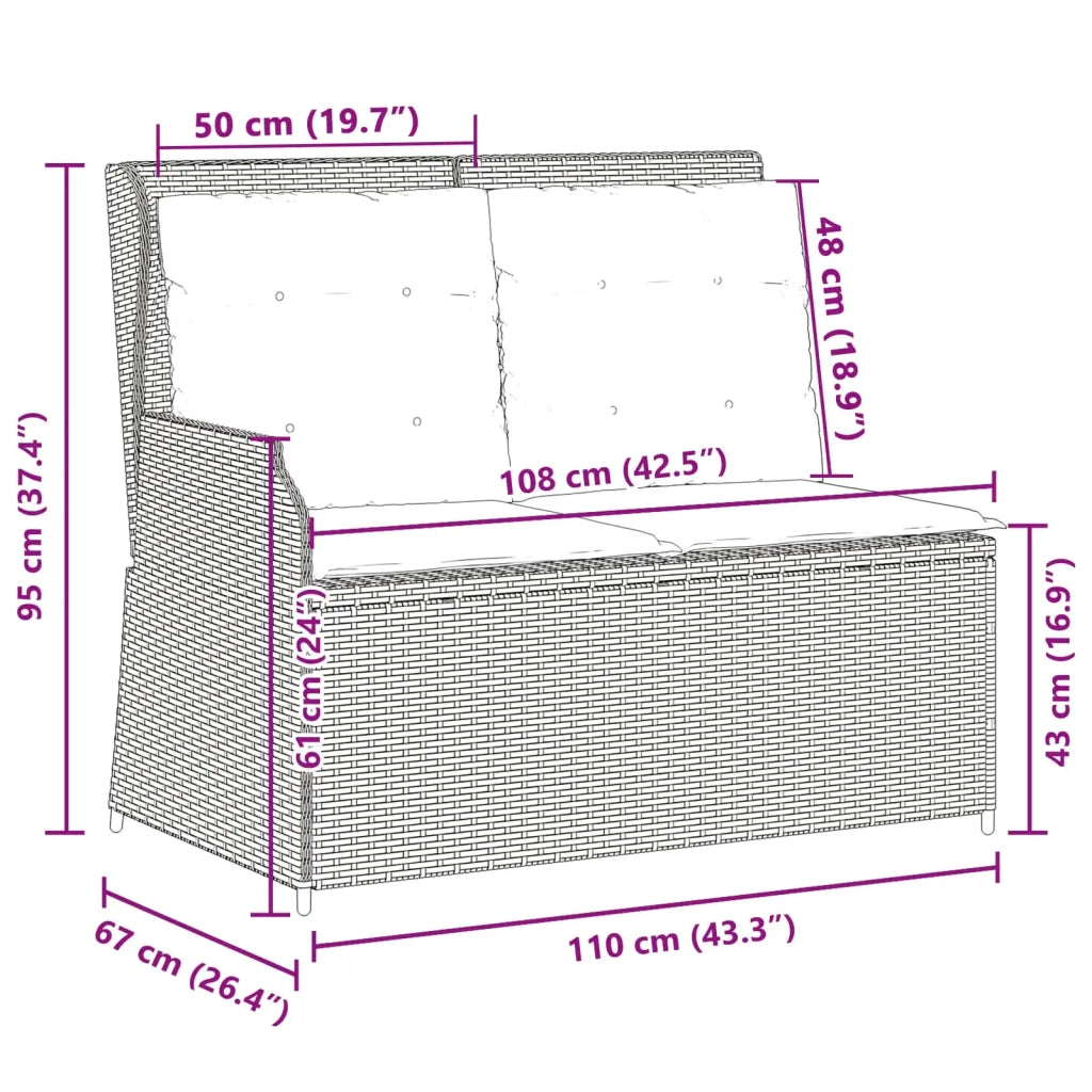 Panchina da Giardino | Panca da Giardino Beige polyrattan
