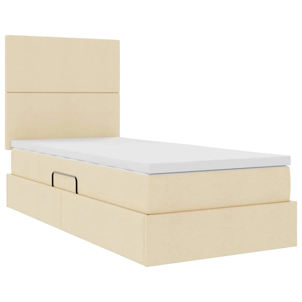 Letto con contenitore e LED Crema 90 x 200 cm Poliestere