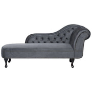 Chaise longue Grey versione destra Velluto abbottonato testa chiodata