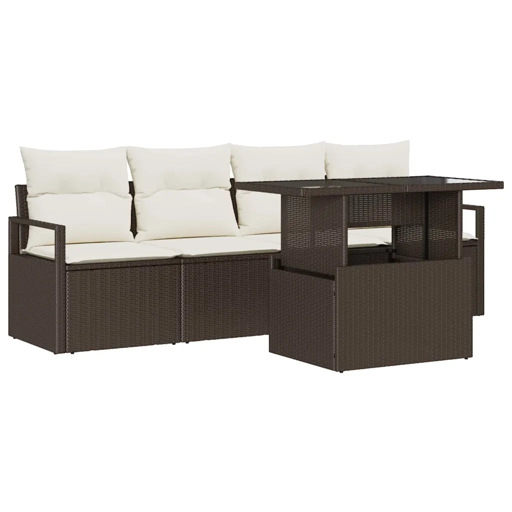 Set Divano da Giardino 5 pcs Marrone Poly Rattan 3357461