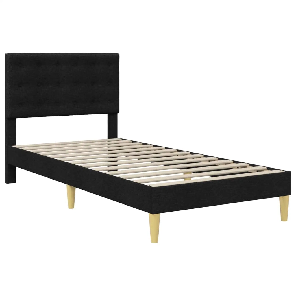Struttura letto con materasso-Giroletto Nero 90 x 190 cm Tessuto
