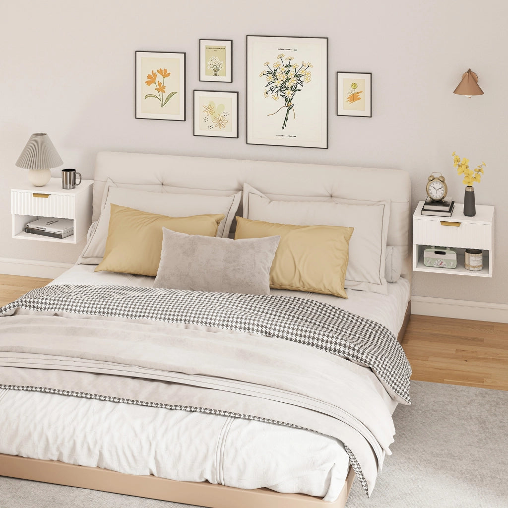 Comodini sospesi ¨C Minimal ¨C 2 pezzi, bianco, 40x34x29cm
