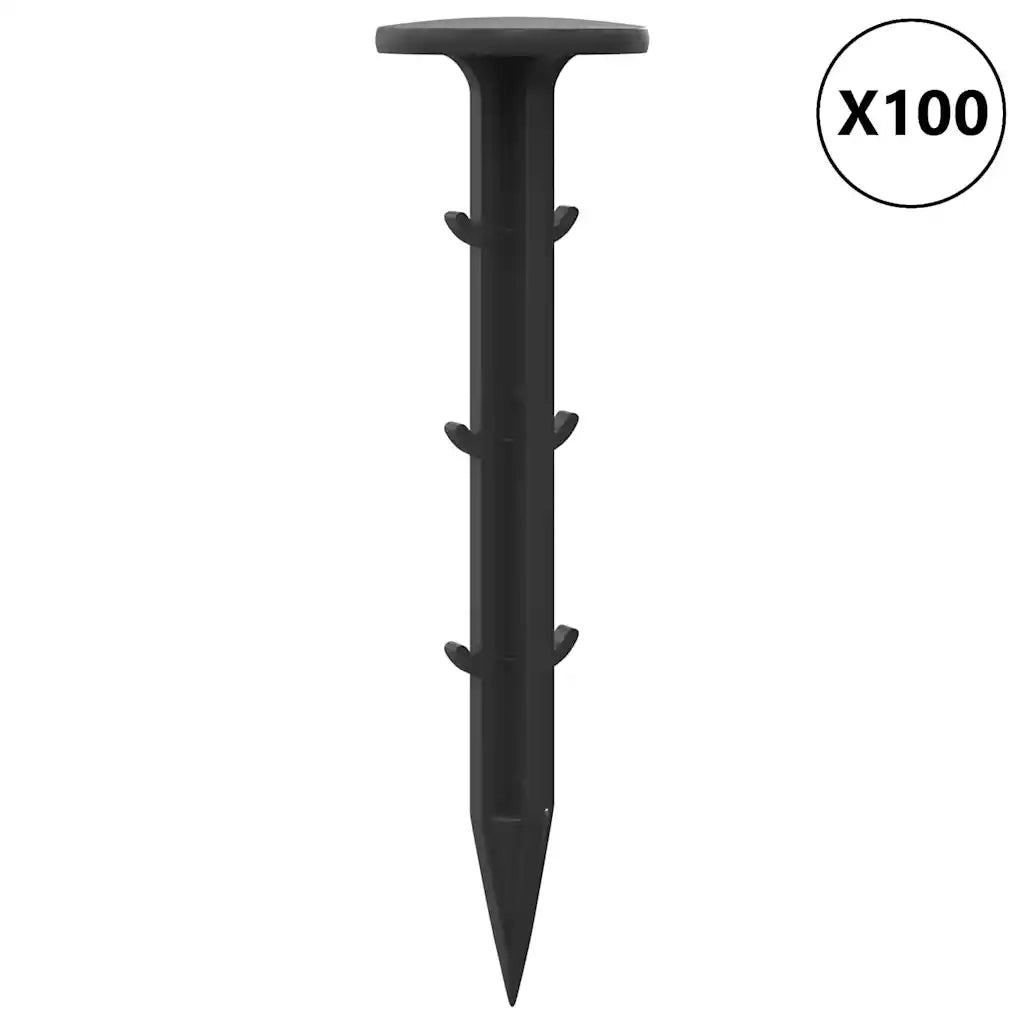 Picchetti da terra 100 pcs Nero Ø3 x 11 cm Plastica 4009763
