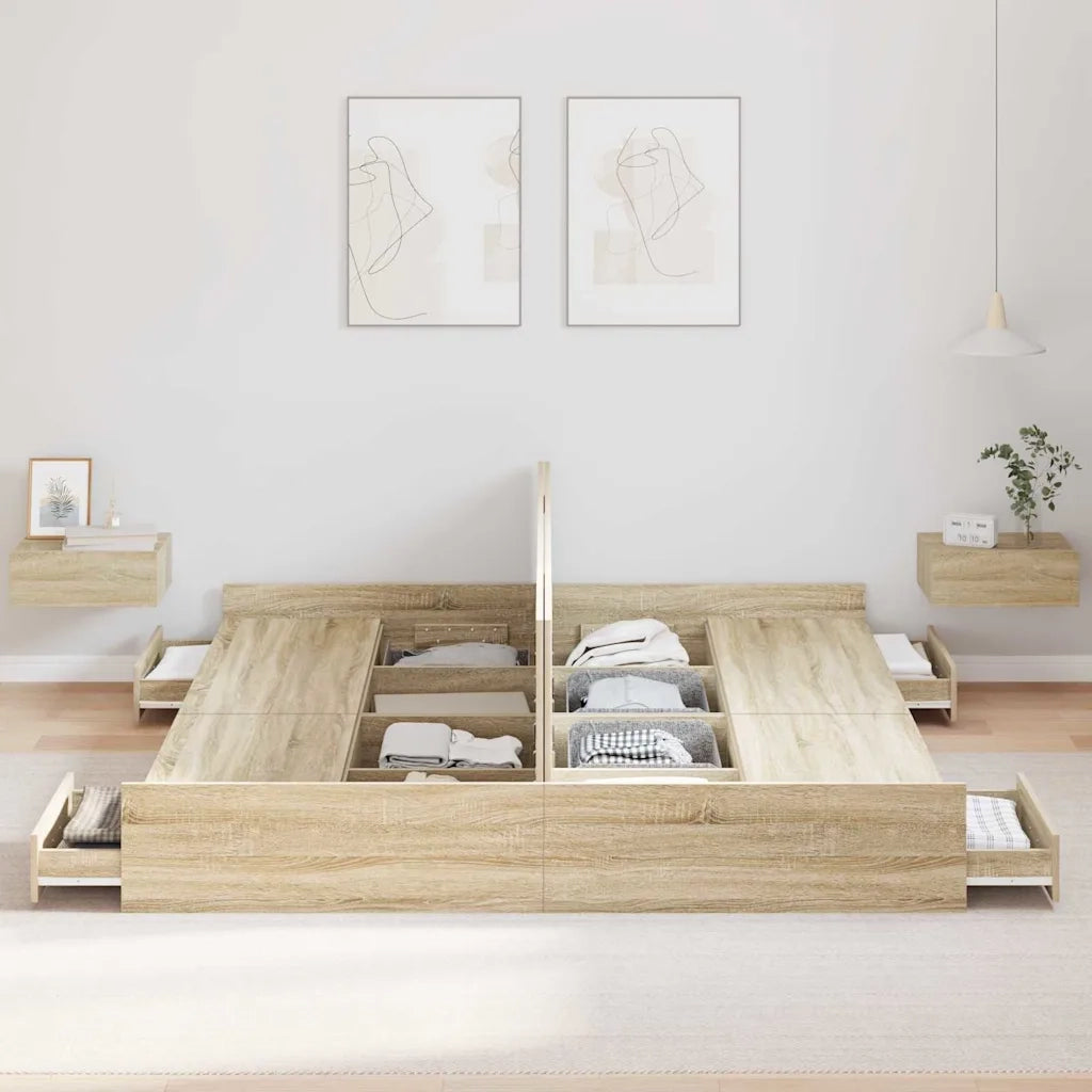 Struttura letto con contenitore Rovere Sonoma 180 x 200 cm 3335271