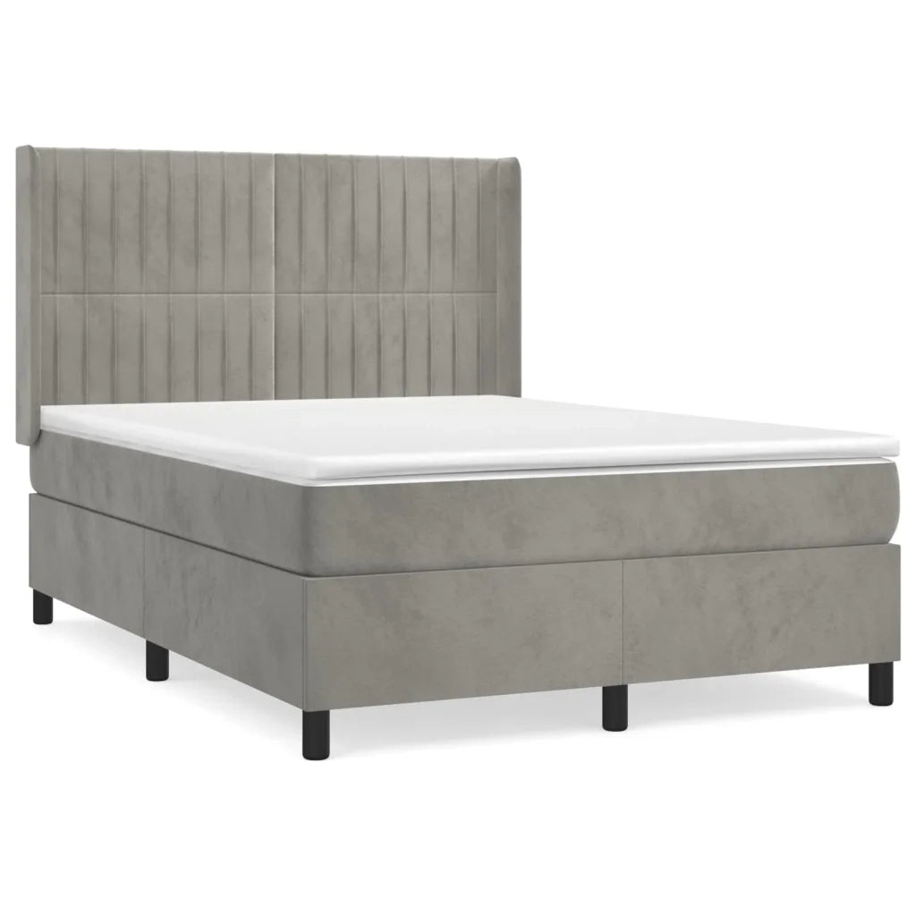 Giroletto a Molle con Materasso Grigio Chiaro 140x190cm Velluto 3132795