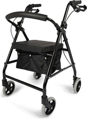 Rollator opvouwabile con piastra di servizio e cestino - Leggero e regolabile in altezza - Nero