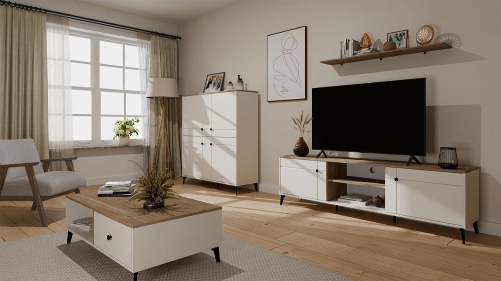 Mobile TV POINT 2d cashmere beige rovere CASTELLO mobile sotto TV 2 ante