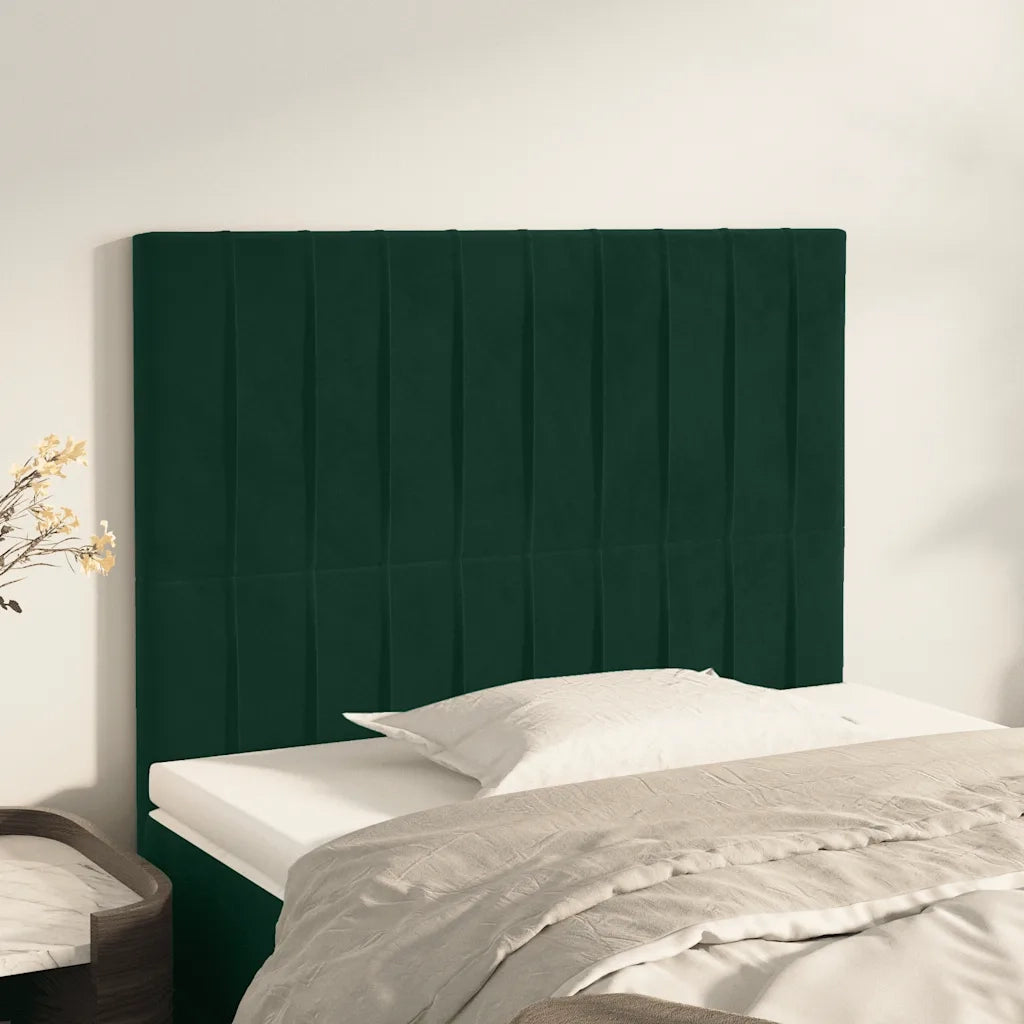 Testiera-Testata-Testiera Decorativa Verde Scuro 90x5x118/128 cm Velluto 469718