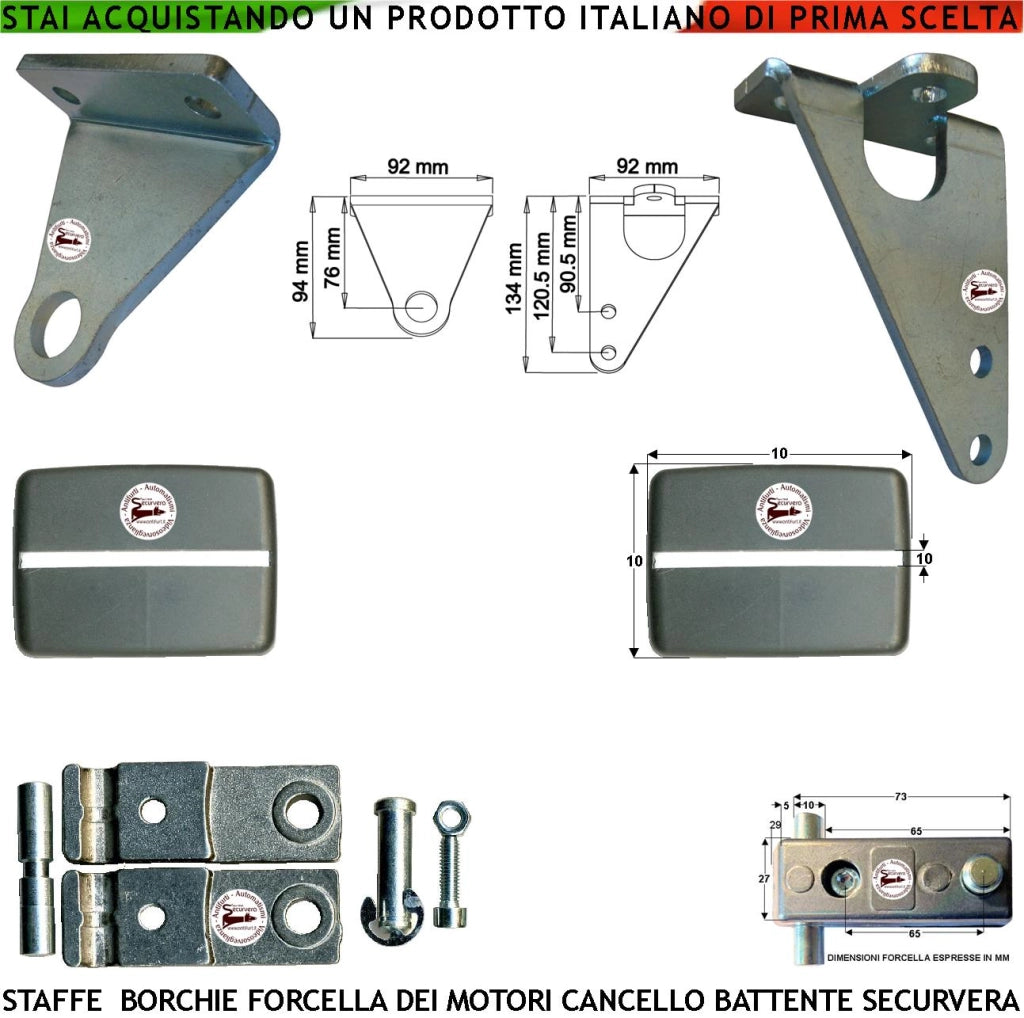 Staffe Anteriori e Posteriori in Acciaio Con Borchie Snodo o Forcella Posteriore in Alluminio 121091 Ricambio x Motori o Attuatori Securvera Para Strappi o sforzi Eccessivi Serie PM1 SC LINEAR11 BH24
