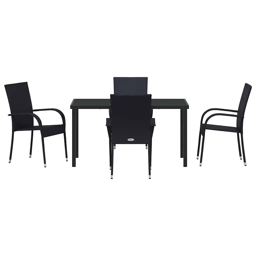 Set da Pranzo per Giardino 5 pcs Nero 3379403
