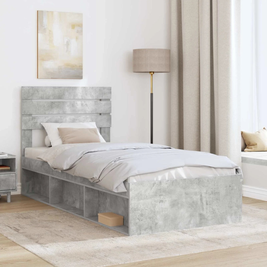 Letto singolo | Letto per adulti | Struttura del letto Grigio Concret¨¨ 90 x 190 cm Pino massello