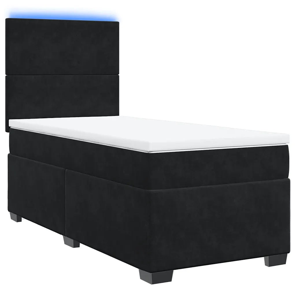 Giroletto a Molle con Materasso Nero 90x190 cm in Velluto