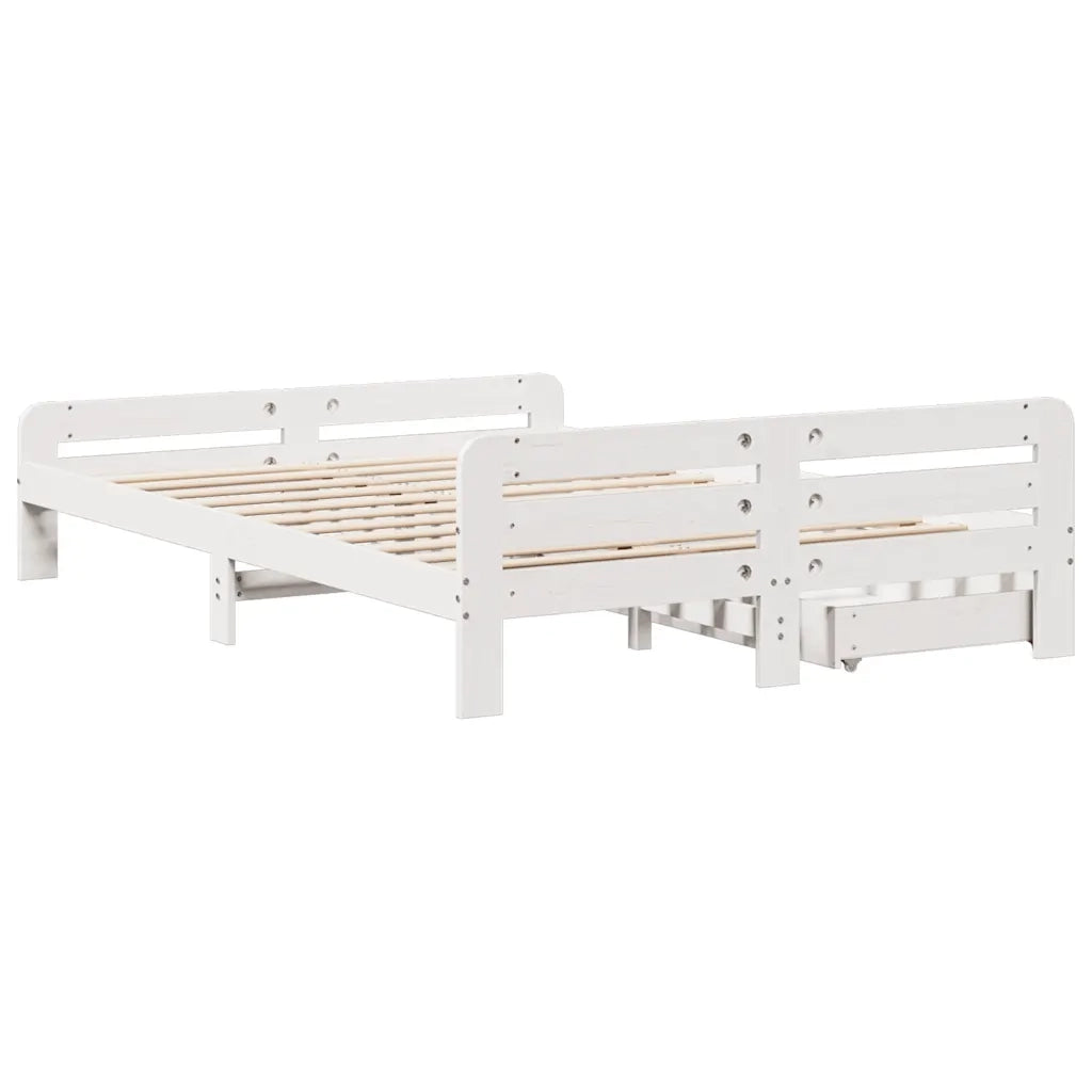 Letto senza Materasso-Struttura Letto Bianco 140x190 cm Legno Massello di Pino 438618