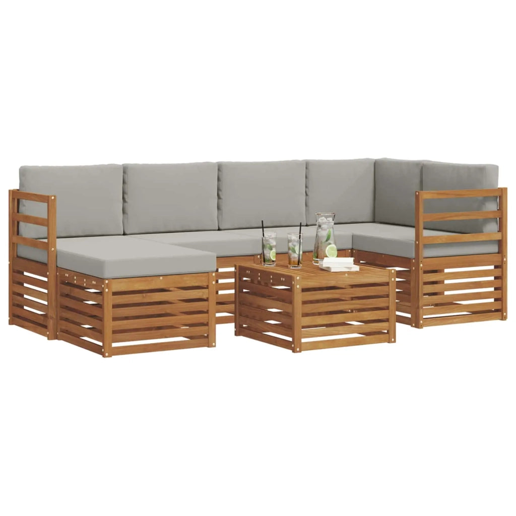 Set divano sezionale con cuscino 7 pcs Grigio Naturale e Chiaro 3375111