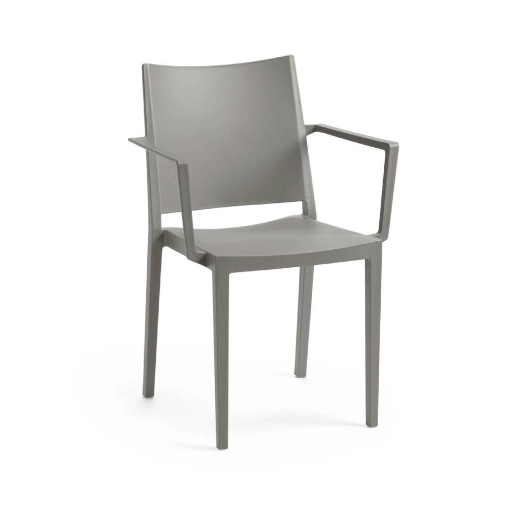 Set 4 sedie con braccioli polipropilene Mosk colore grigio