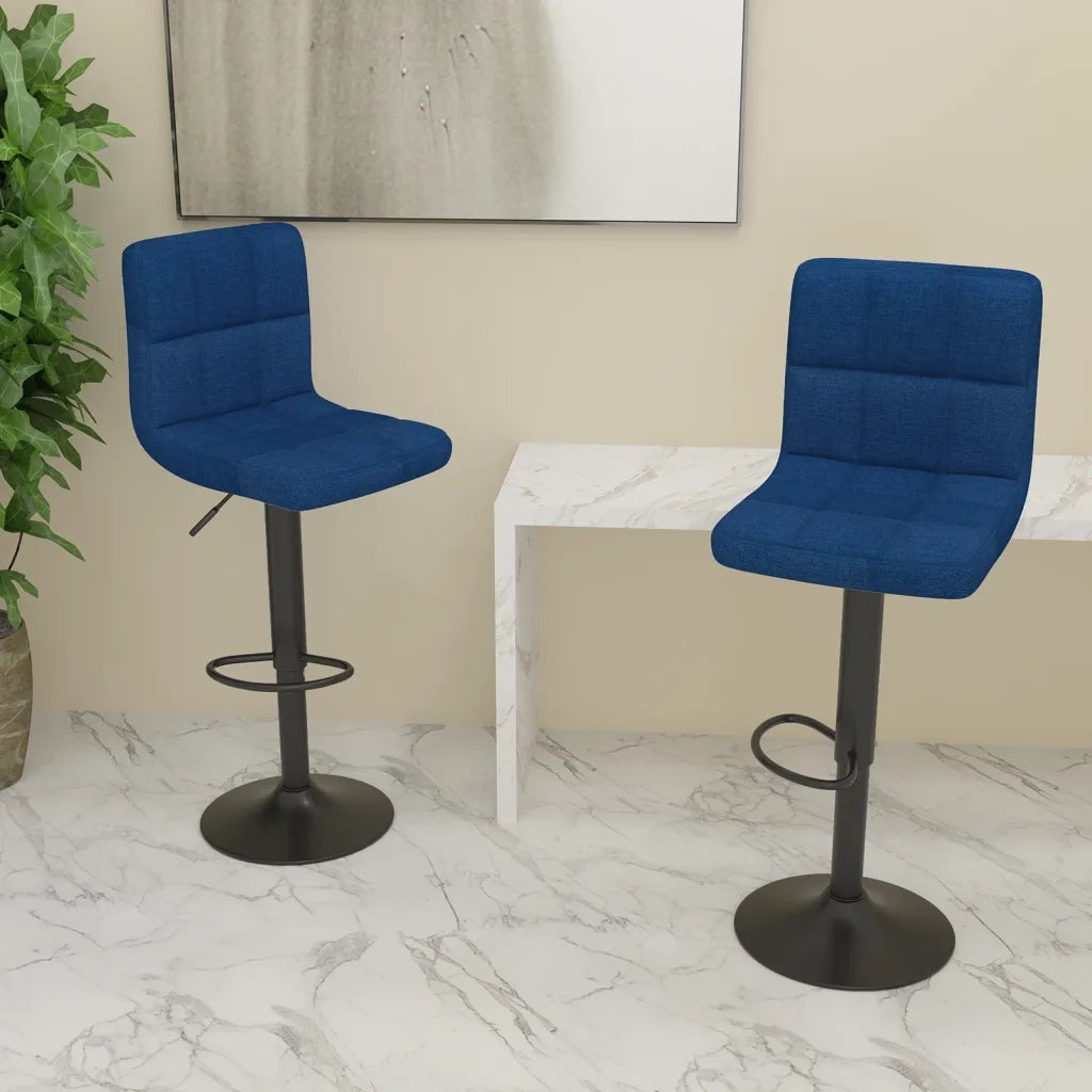 Sgabelli da Bar 2 pz Blu in Tessuto 334286